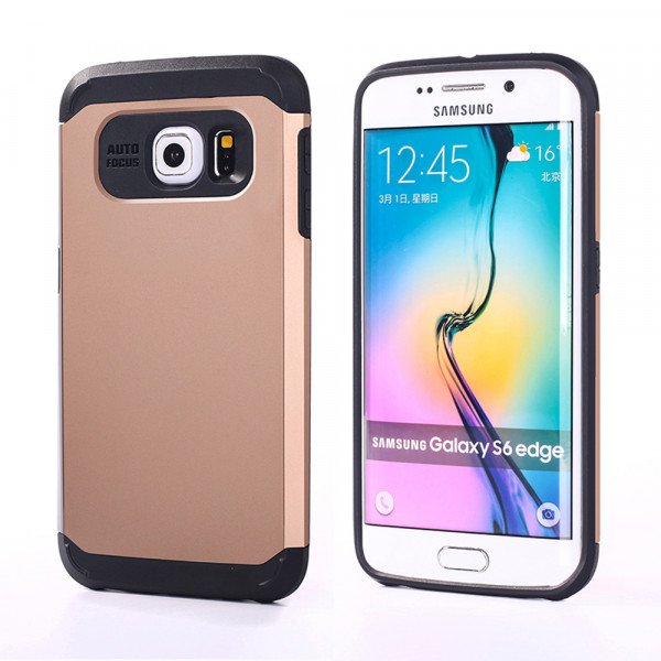 Wholesale Samsung Galaxy S6 Edge Slim Fit Armor Hybrid Case (Champagne Gold)